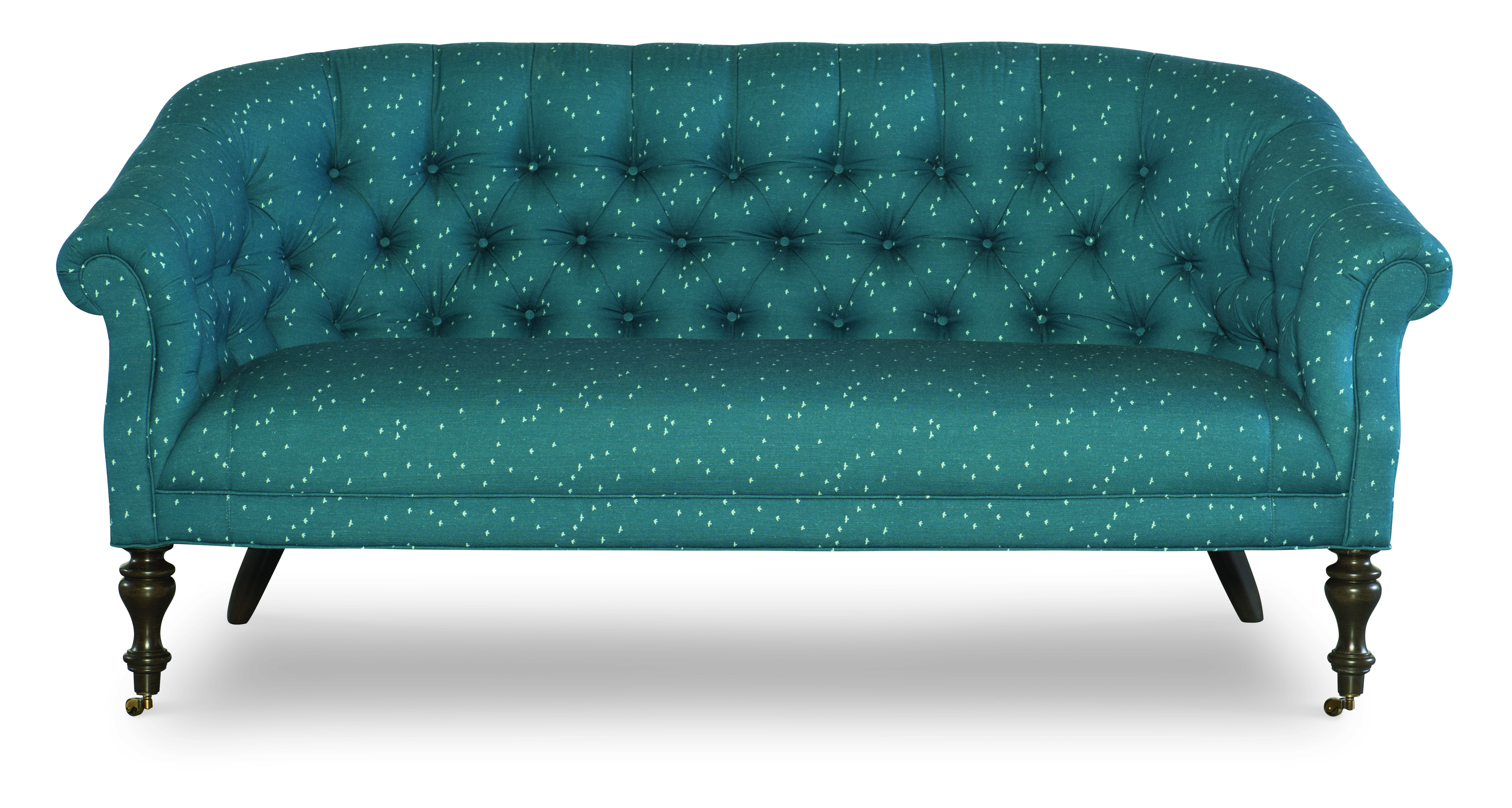 Darby settee in teal with detailed legs from CR Laine 
