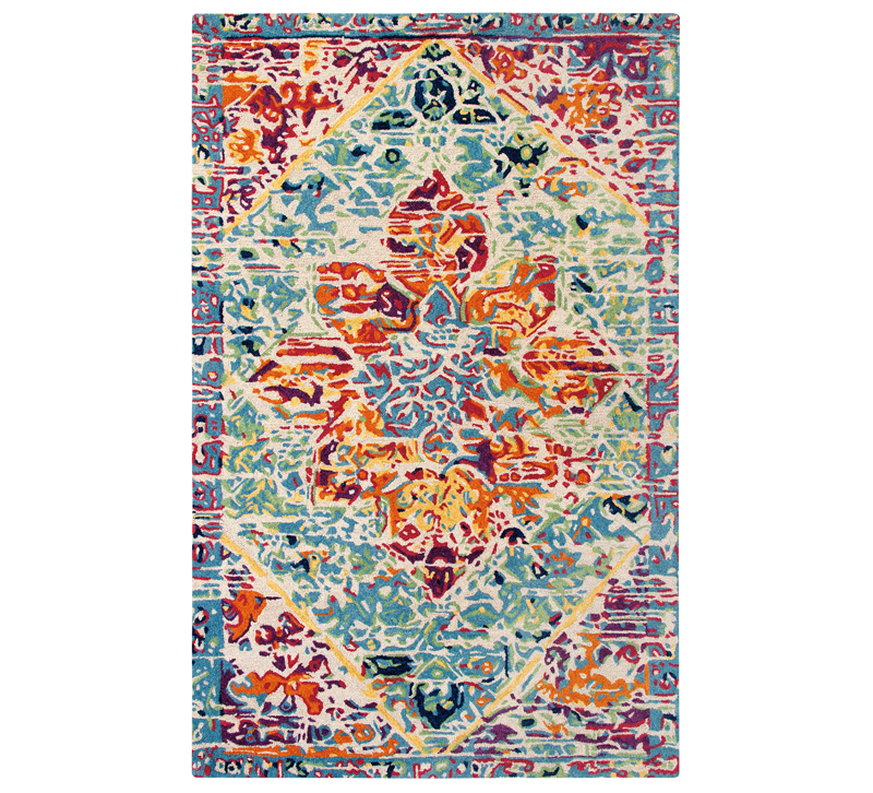 Rhapsody traditionally-designed area rug with oranges, blues, yellows and greens from Company C