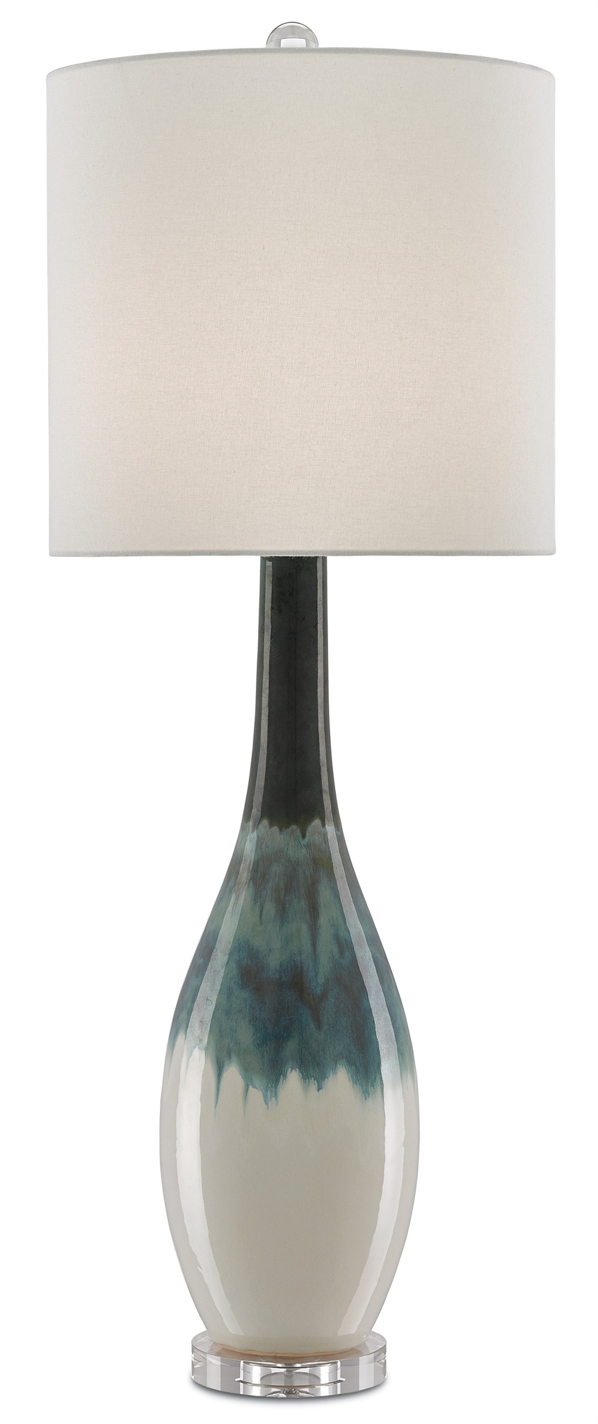 Rothko table lamp with a reflective glaze and cream base from Currey & Co. 