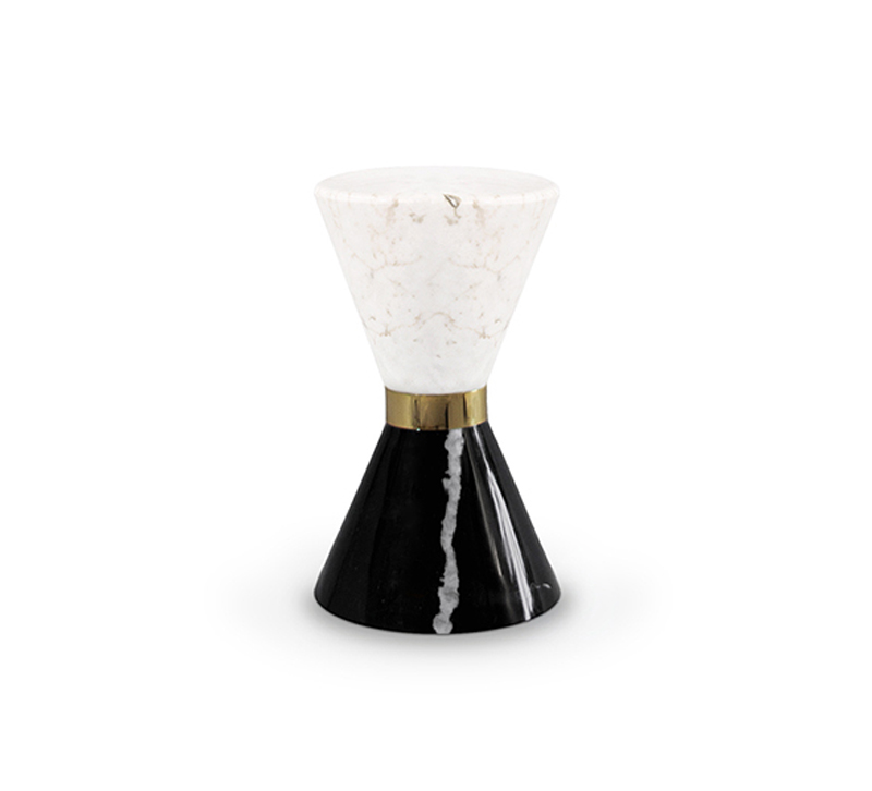 Marble hourglass Vinicius side table from Maison Valentina