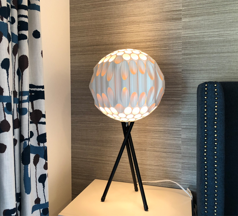 Ball table lamp on bedside table