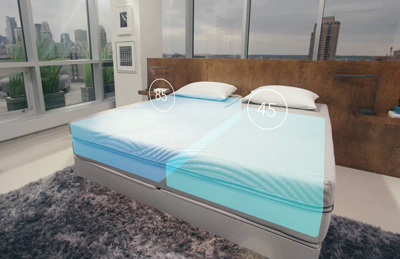 Bedroom with large windows and the Sleep Number 360 Smart Bed
