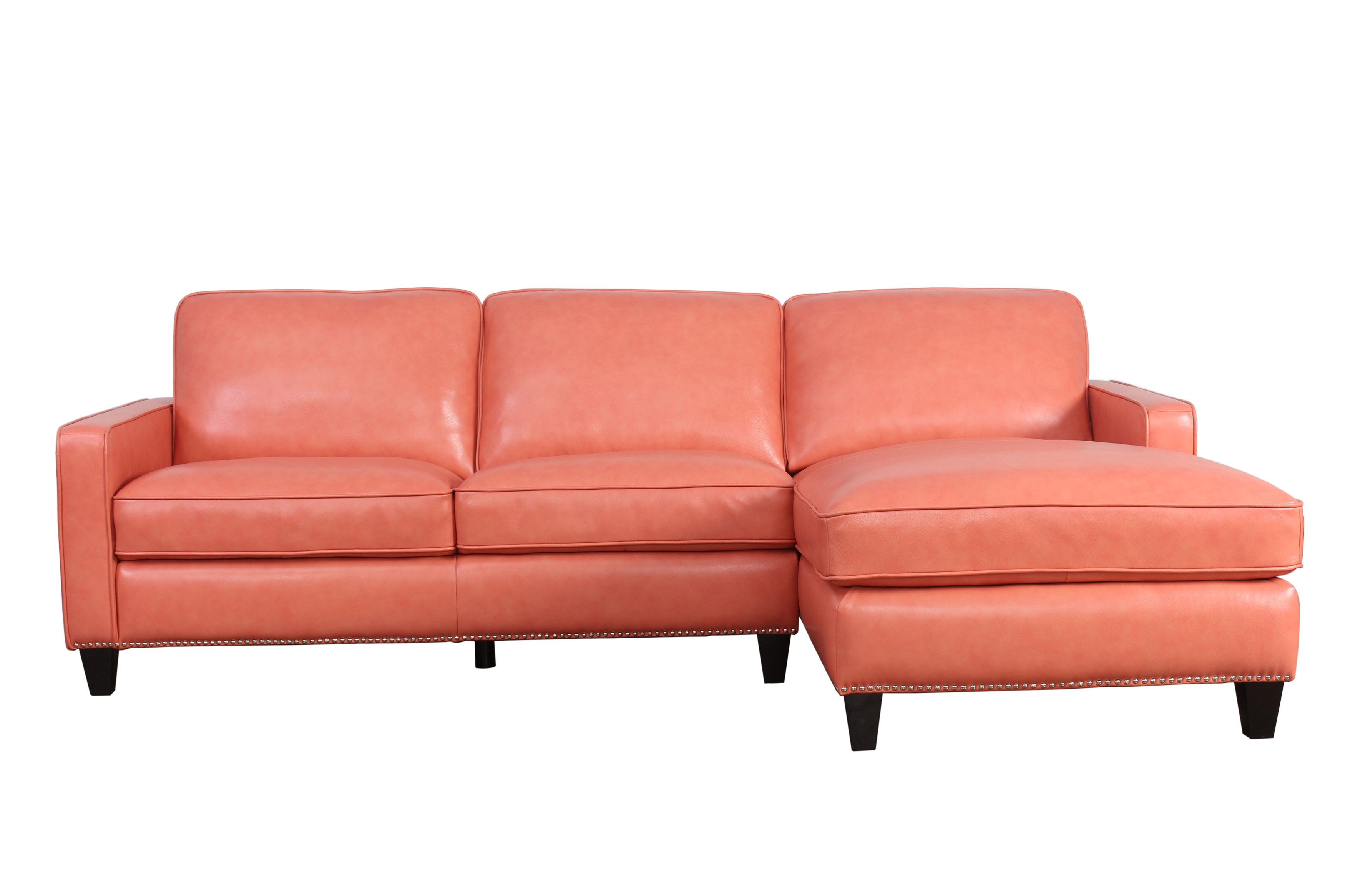 Abbyson Living leather sectional salmon