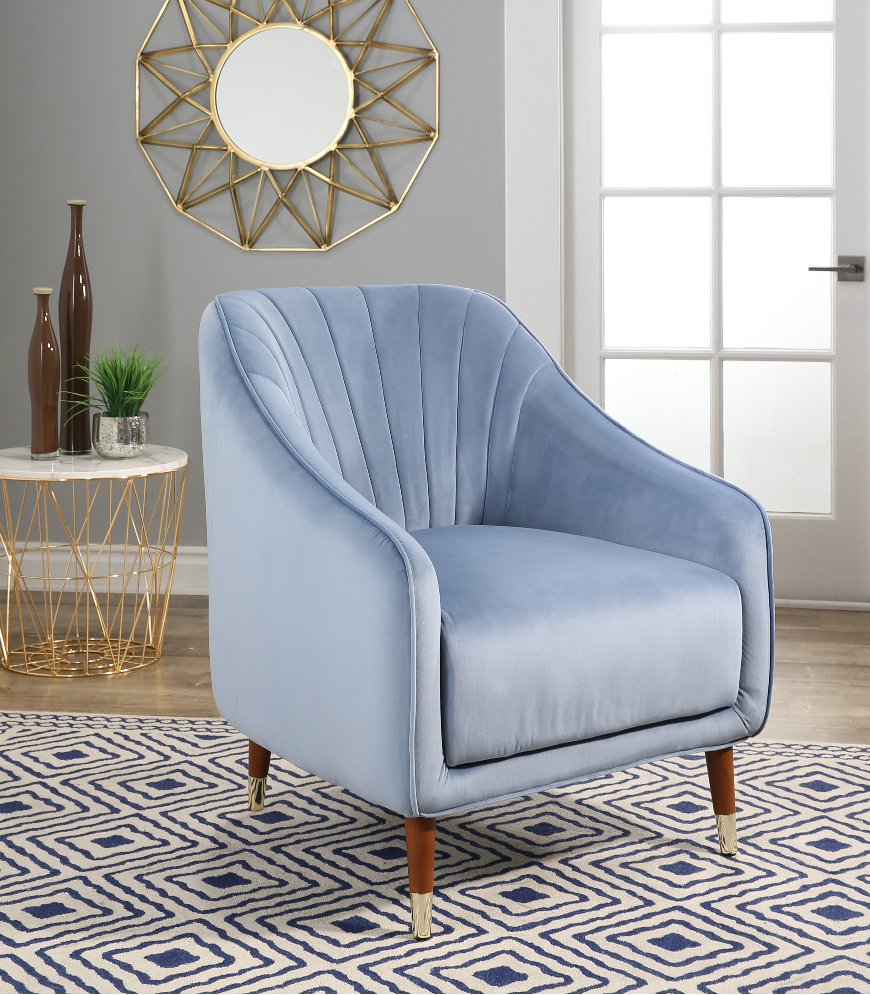 Abbyson Minnie velvet armchair in light blue