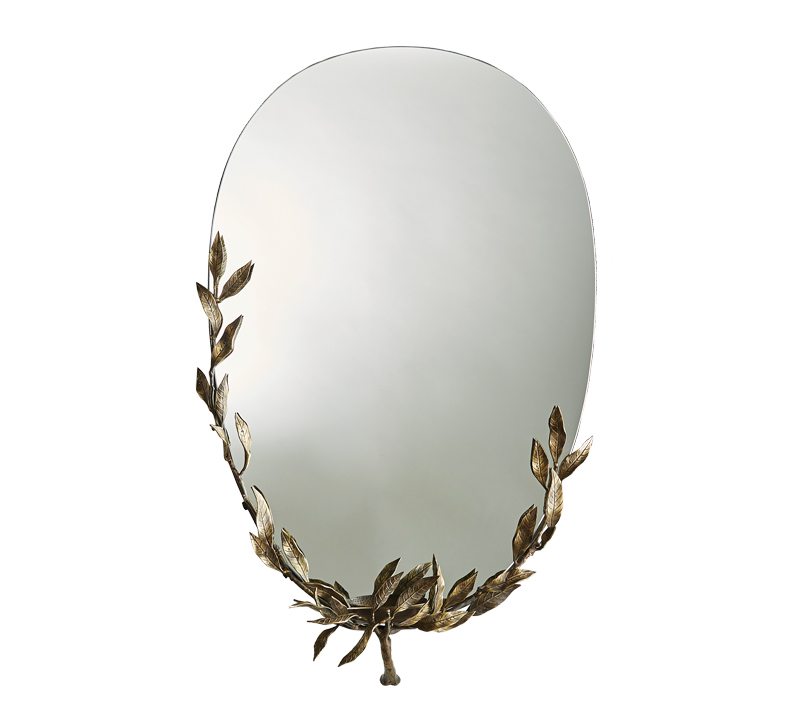Foliage oval mirror with leaves along the bottom from Arteriors