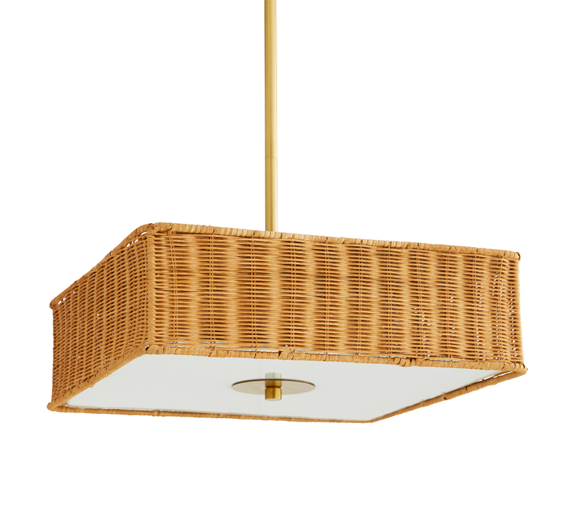 Vero rectangular pendant with a wicker frame from Arteriors Home