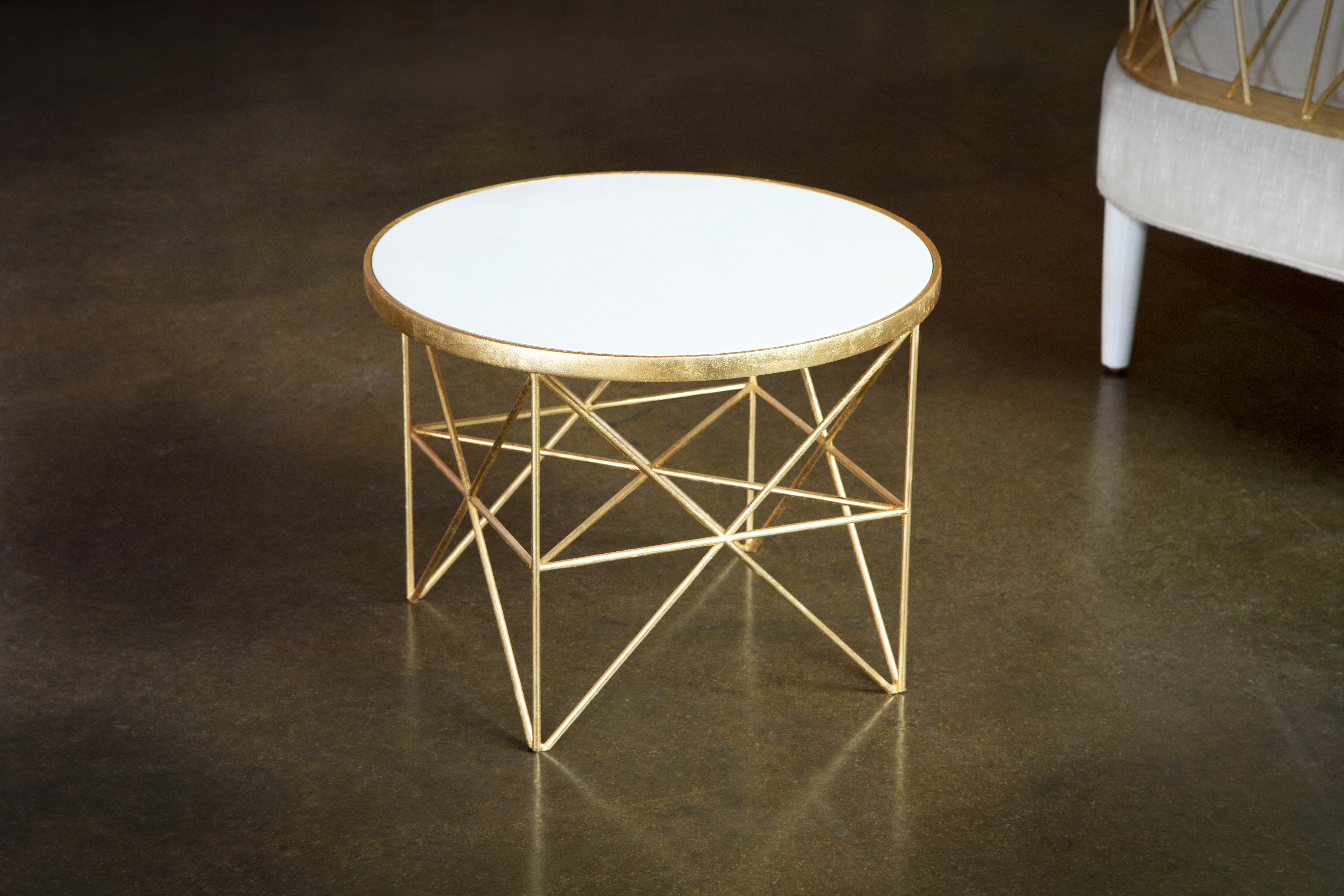 lacquered white accent table