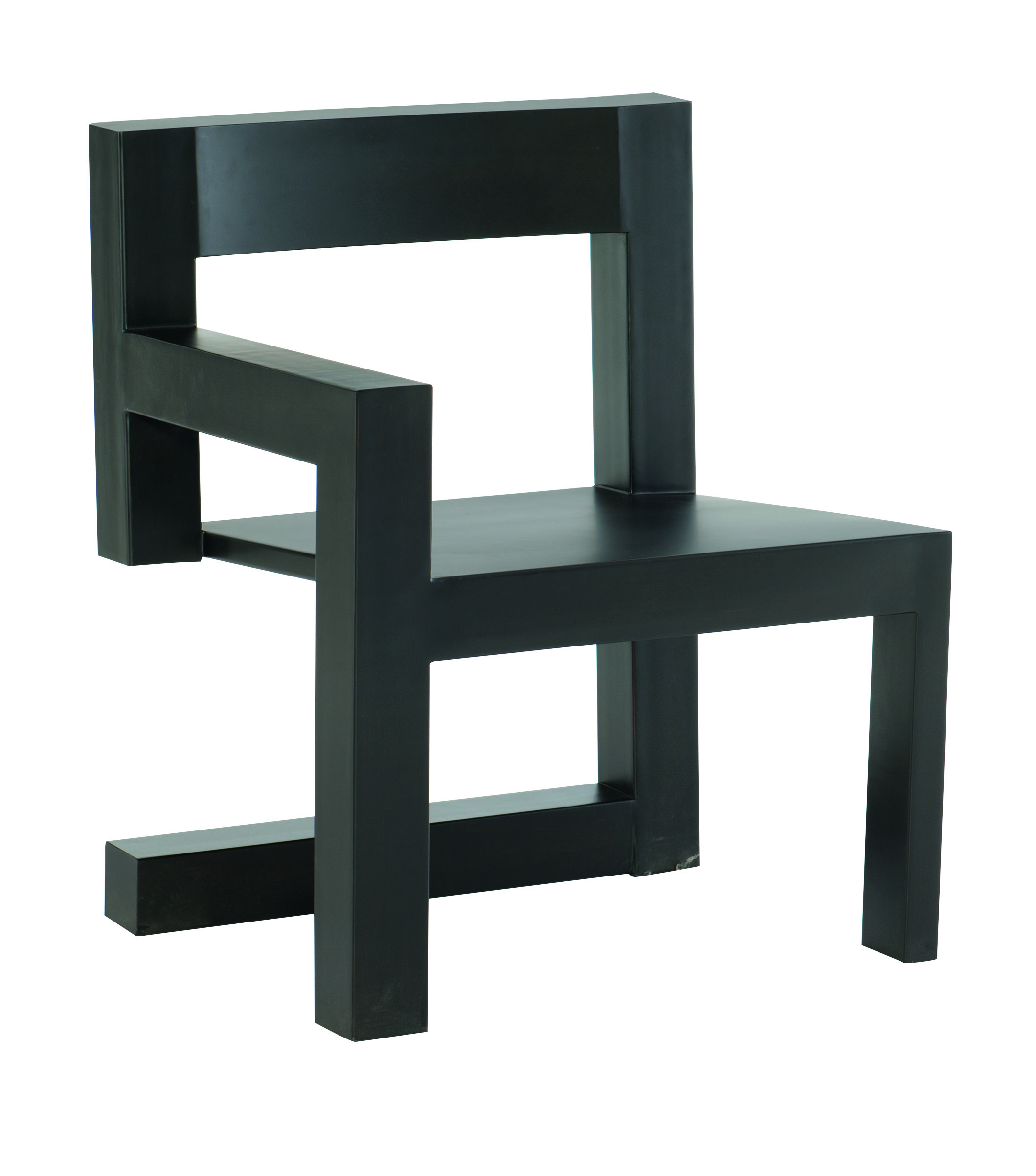 black chair inspired by De Stijl movement