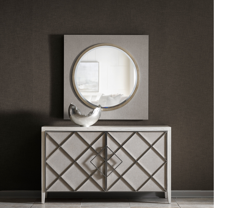 White/Gray Ensemble credenza with a diamond pattern from CARSON by Marge Carson