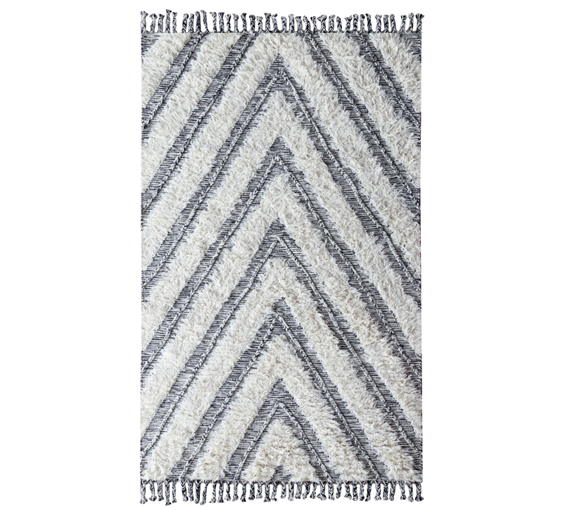 Carmel kilim white shag rug in an arrow design from Classic Home