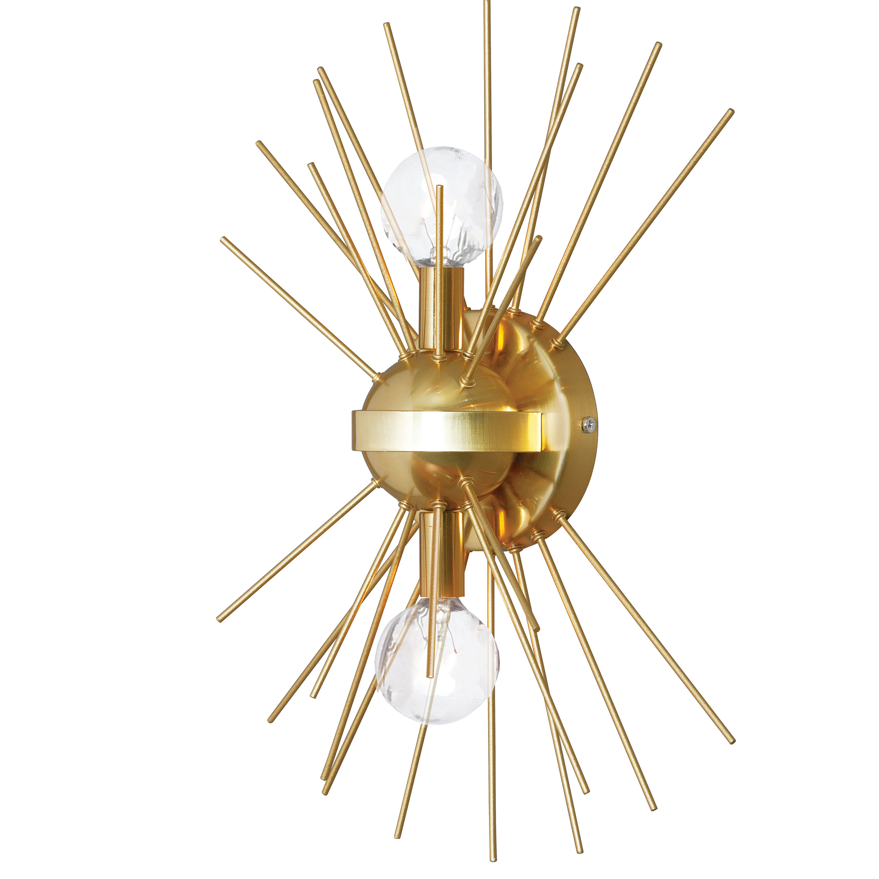 Vega sconce finished in gold with sputnik-like spikes from Dainolite