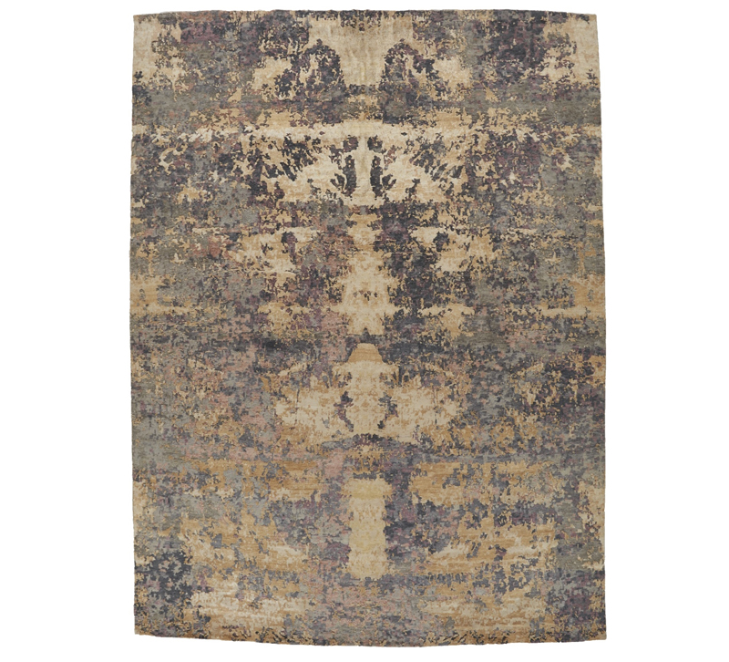 Adria area rug with an abstract design with browns, purples, greens and beiges from Feizy