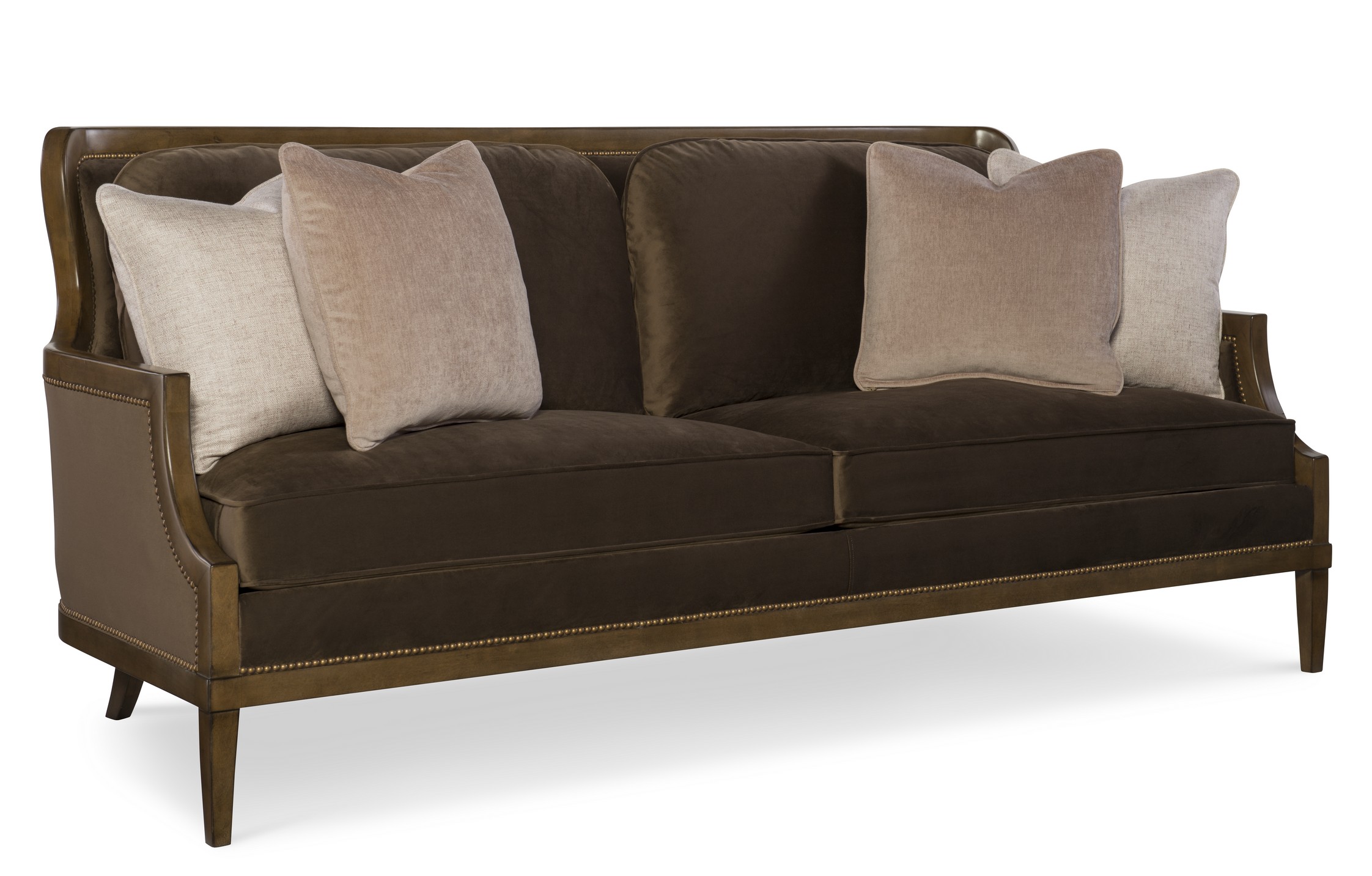Bradford traditionally designed sofa in a chocolate brown fabric from Fine Furniture