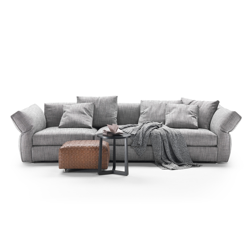 Newbridge gray modular sofa with bent arms from Flexform