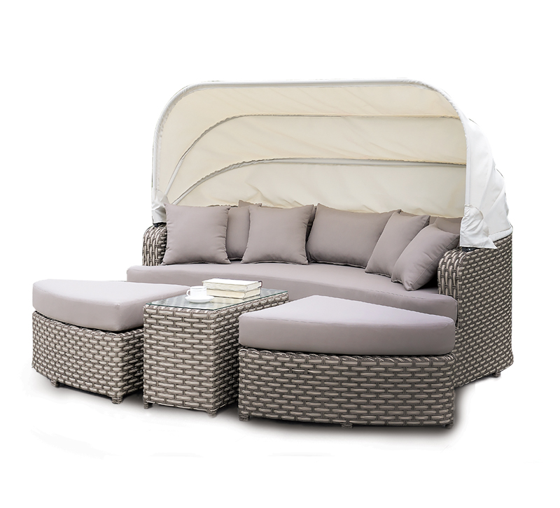 Riya outdoor sectional in gray with white hood from Furniture of America
