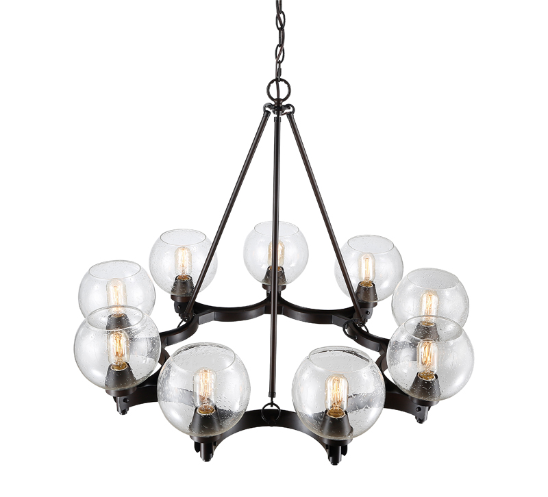Galveston halo nine-light chandelier in black from Golden Lighting