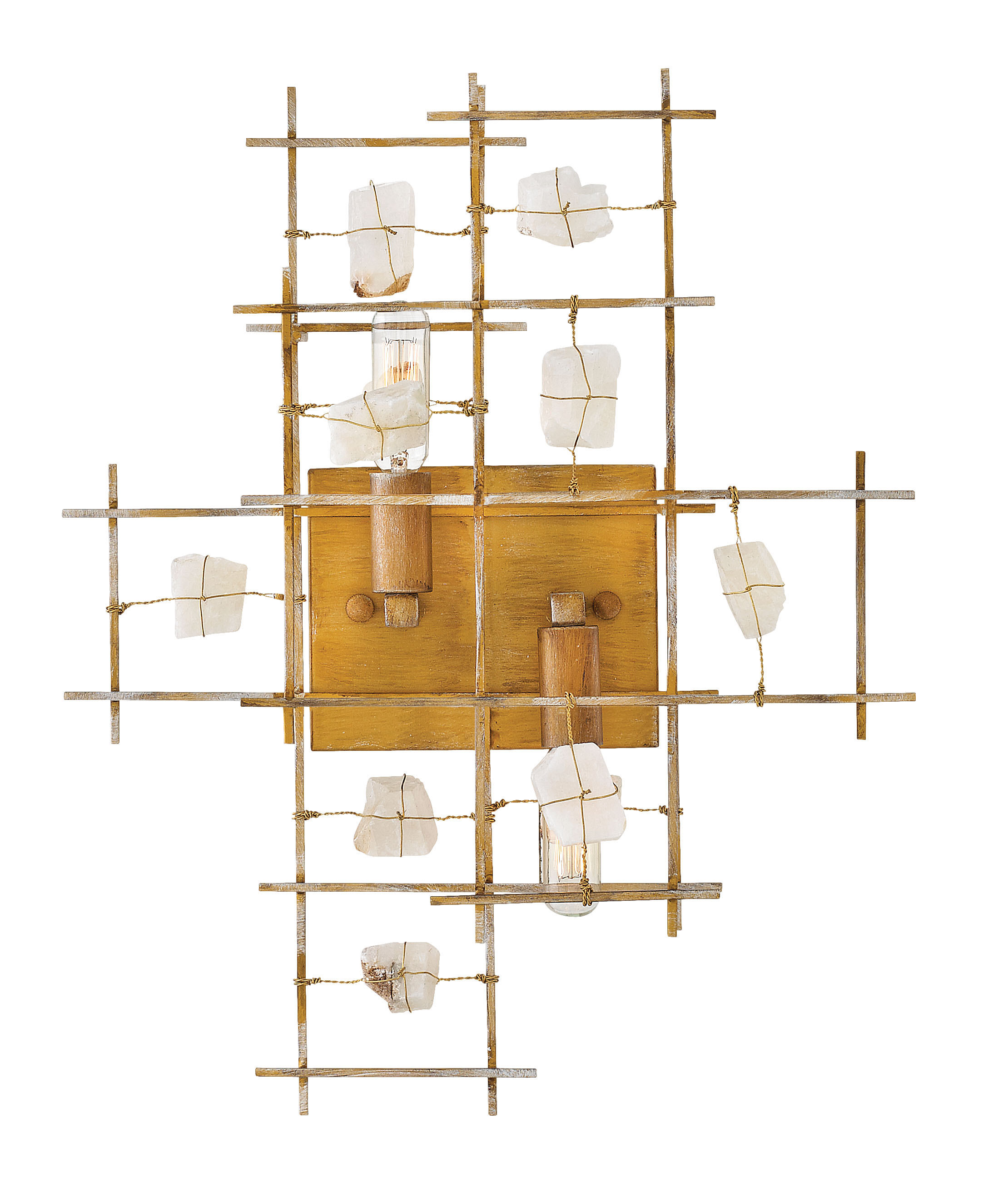 Petra sconce with natural crystals held by wires from Frederick Ramond for Hinkley Lighting