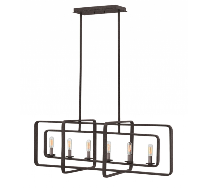Quentin six-light linear chandelier in a Heritage Brass finish from Hinkley Lighting