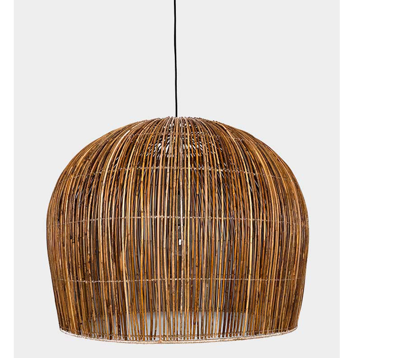 Rattan Bell-Ay pendant with a bell-shaped rattan shade from Illuminate