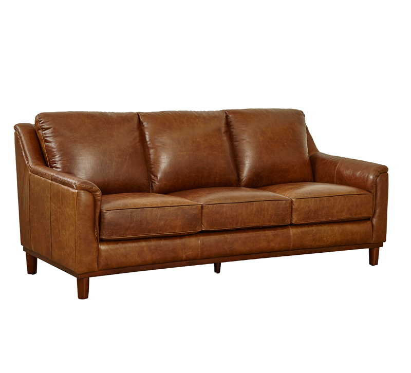 Maddox brown leather three-seat sofa from Lazzaro Leather