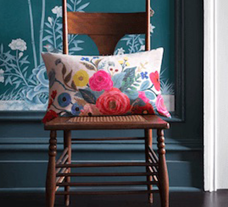 Pillow from Lolo Rugs and Rifle Paper Company's new collection