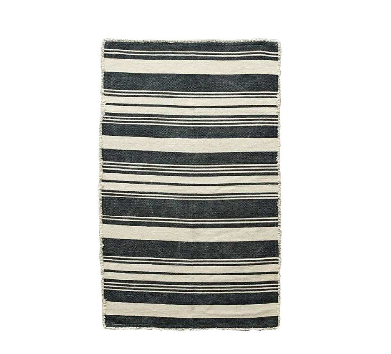 Black and Natural striped rug from Loom Goods