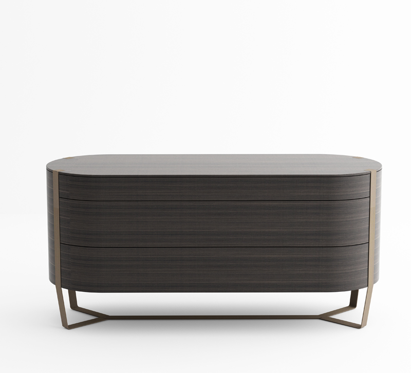 Venere chest with rounded sides and dark brown finish from Natuzzi