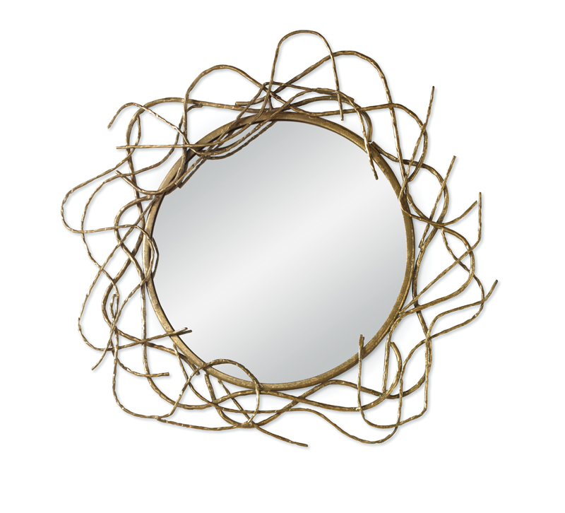 Ursula mirror with gold ribbons around the round frame from Mr. Brown London