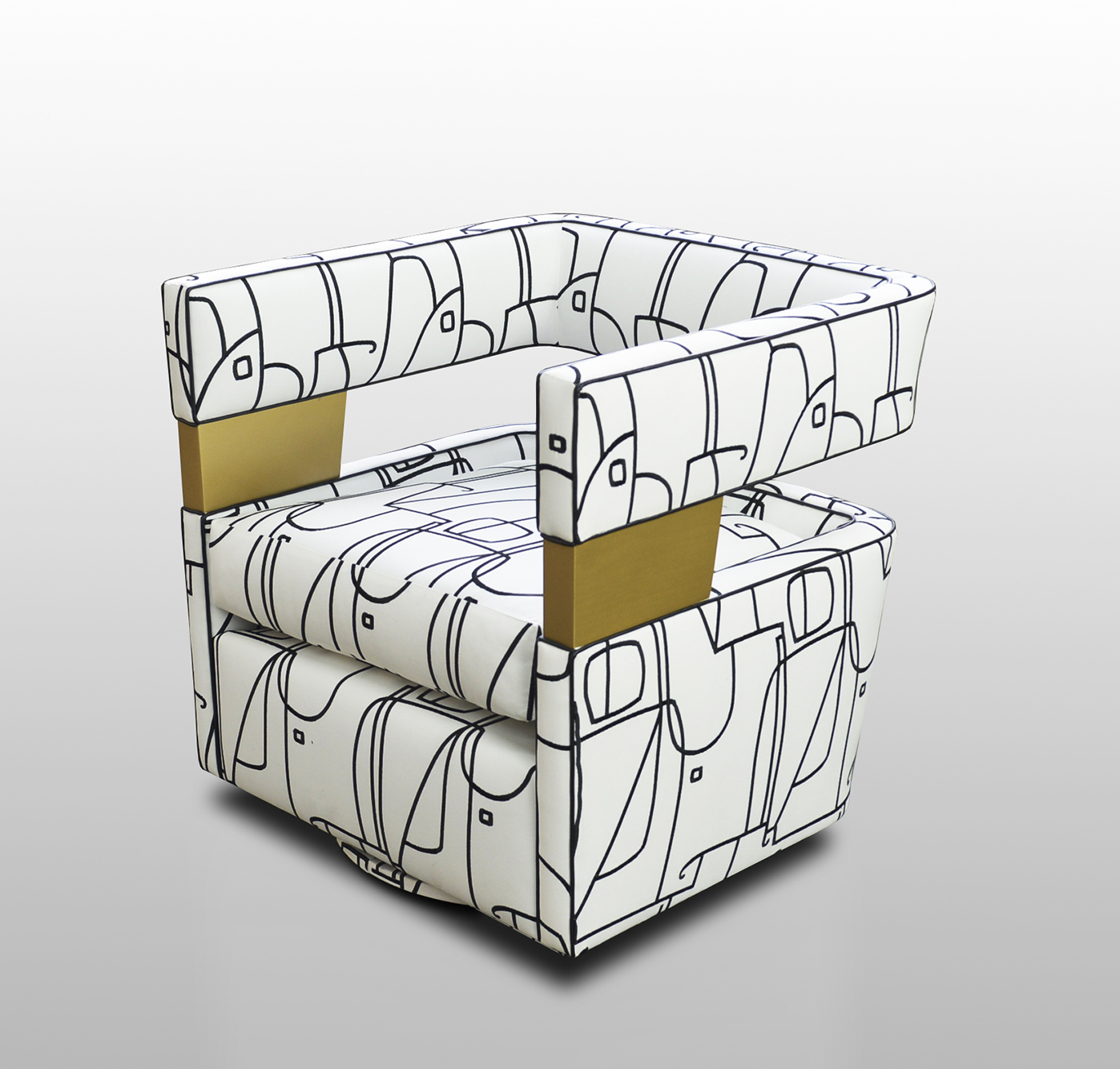 white chair with black sketch line pattern 