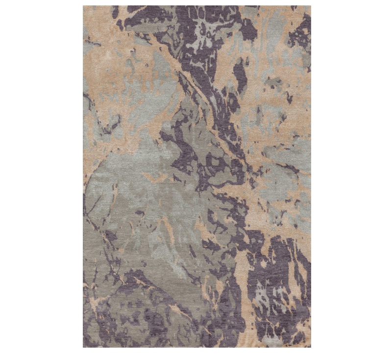 Nimbus abstract area rug with shades of plumb, green and beige