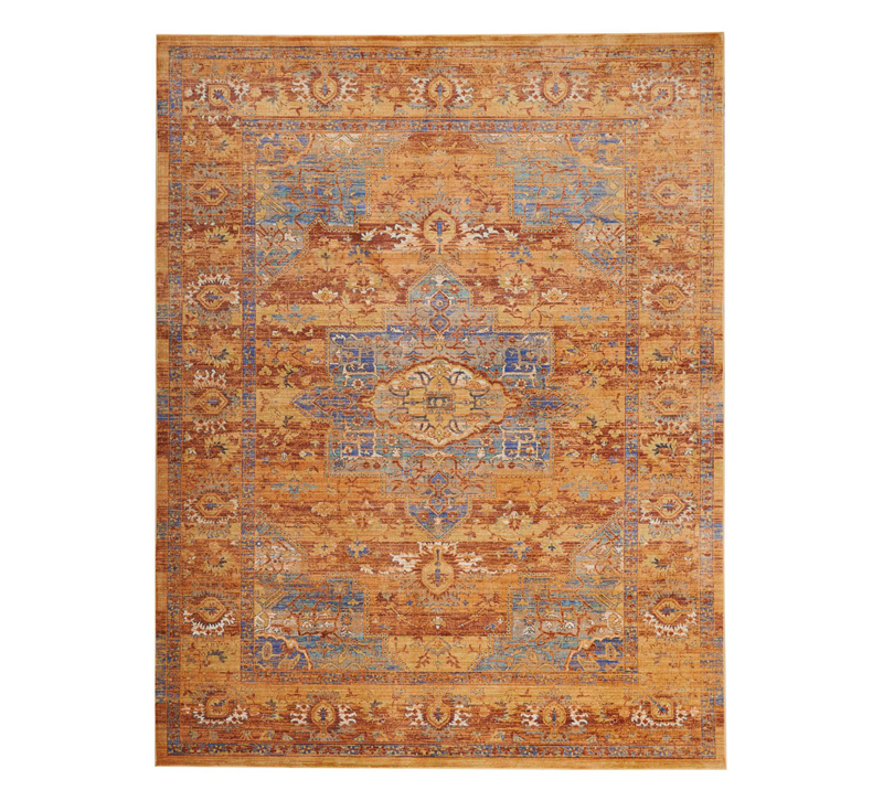 Delmar traditional-style area rug in blue and Russet colors from Nourison