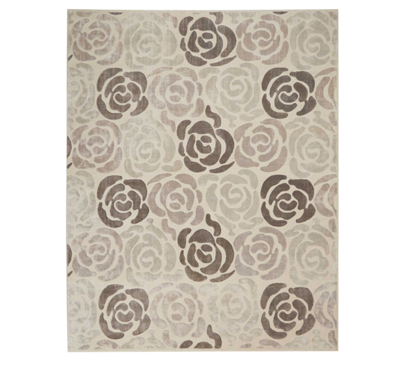 Fleurs Tourmaline area rug with rose designs in brown, light pink and beige from Nourison