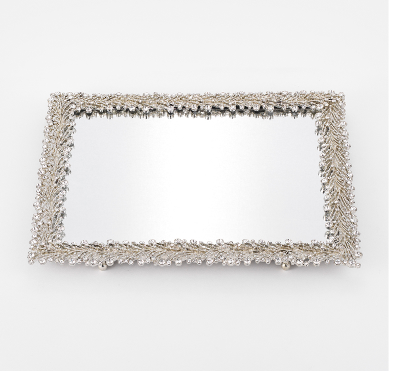 Twinkles mirror tray with floral silver frame from Olivia Riegel