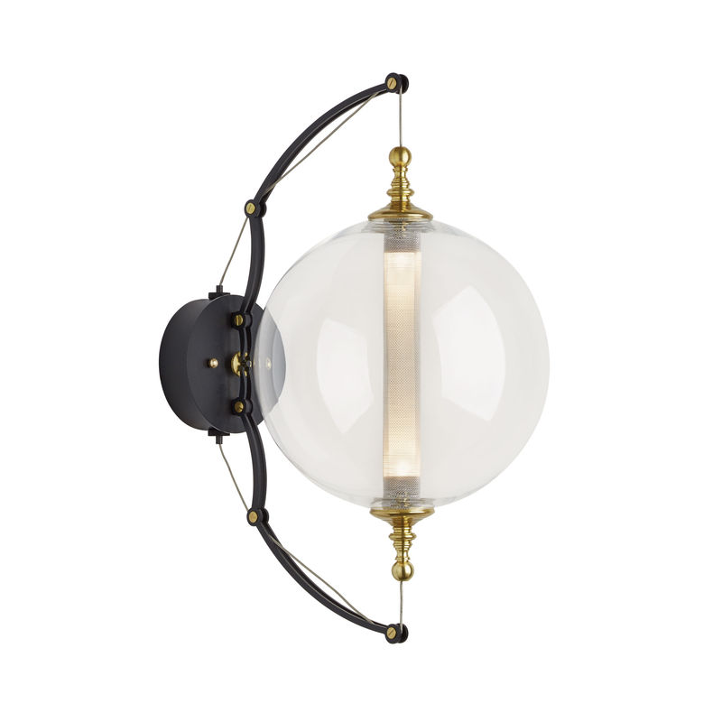 Otto sphere sconce in black with brass accents from Hubbardton Forge