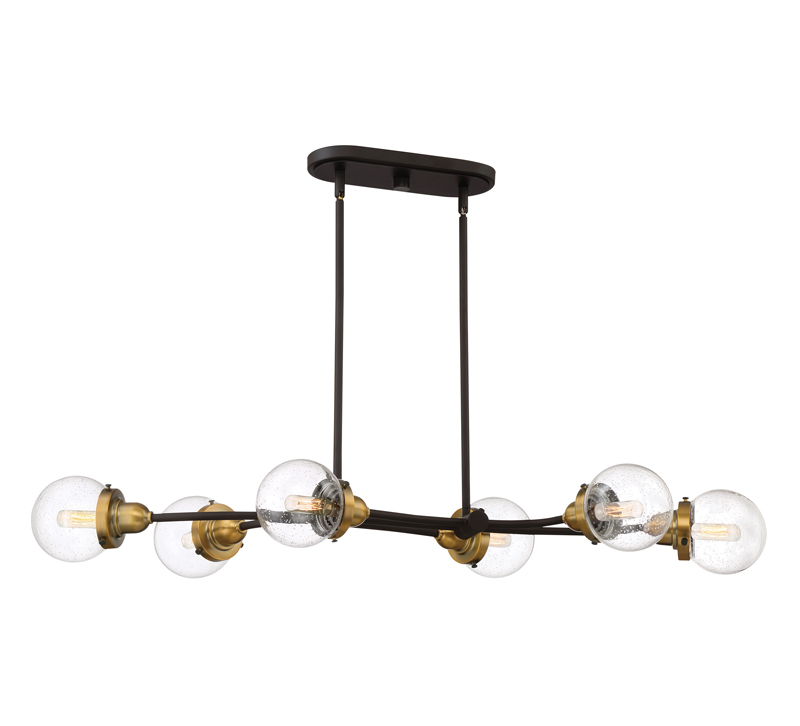 TRance linear six-light chandelier in black with brass accents from Quoizel