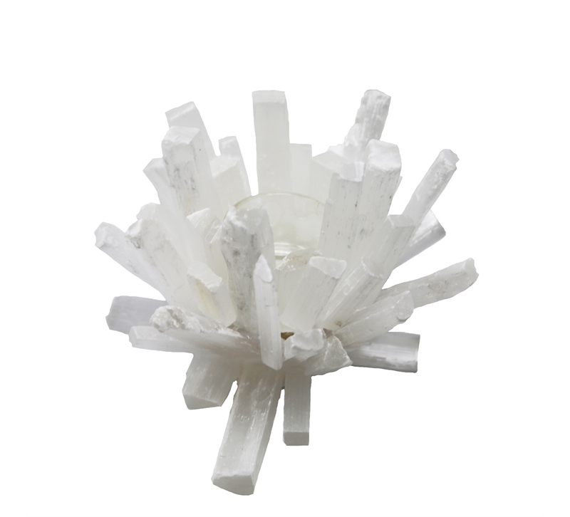 White selenite surrounding candle holder from Sagebrook Home