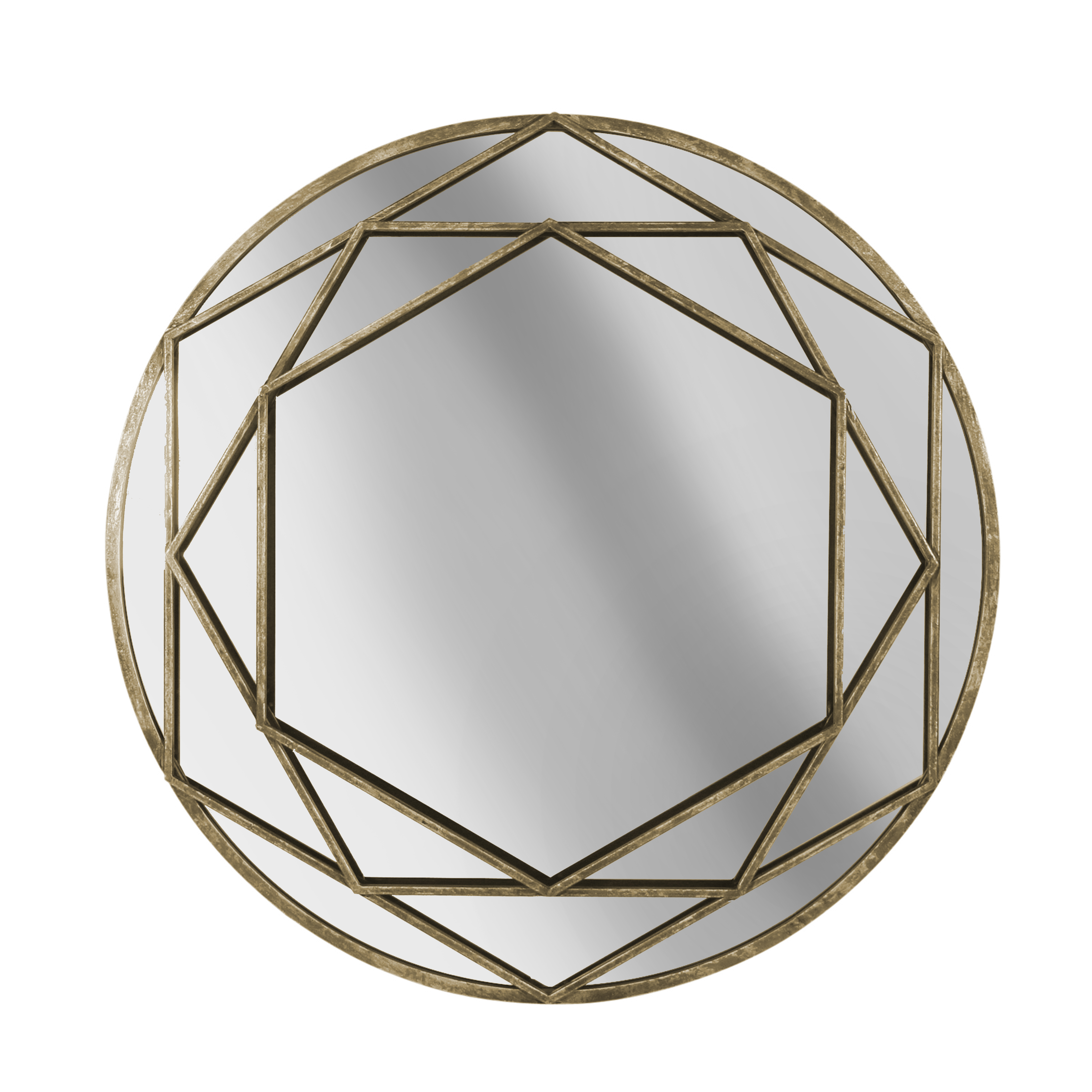 Sagebrook Home gold multi hexagonal mirror
