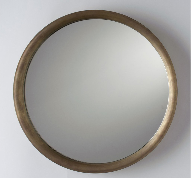 Higgins mirror with a Natural Brass finish on the frame from School House Electric