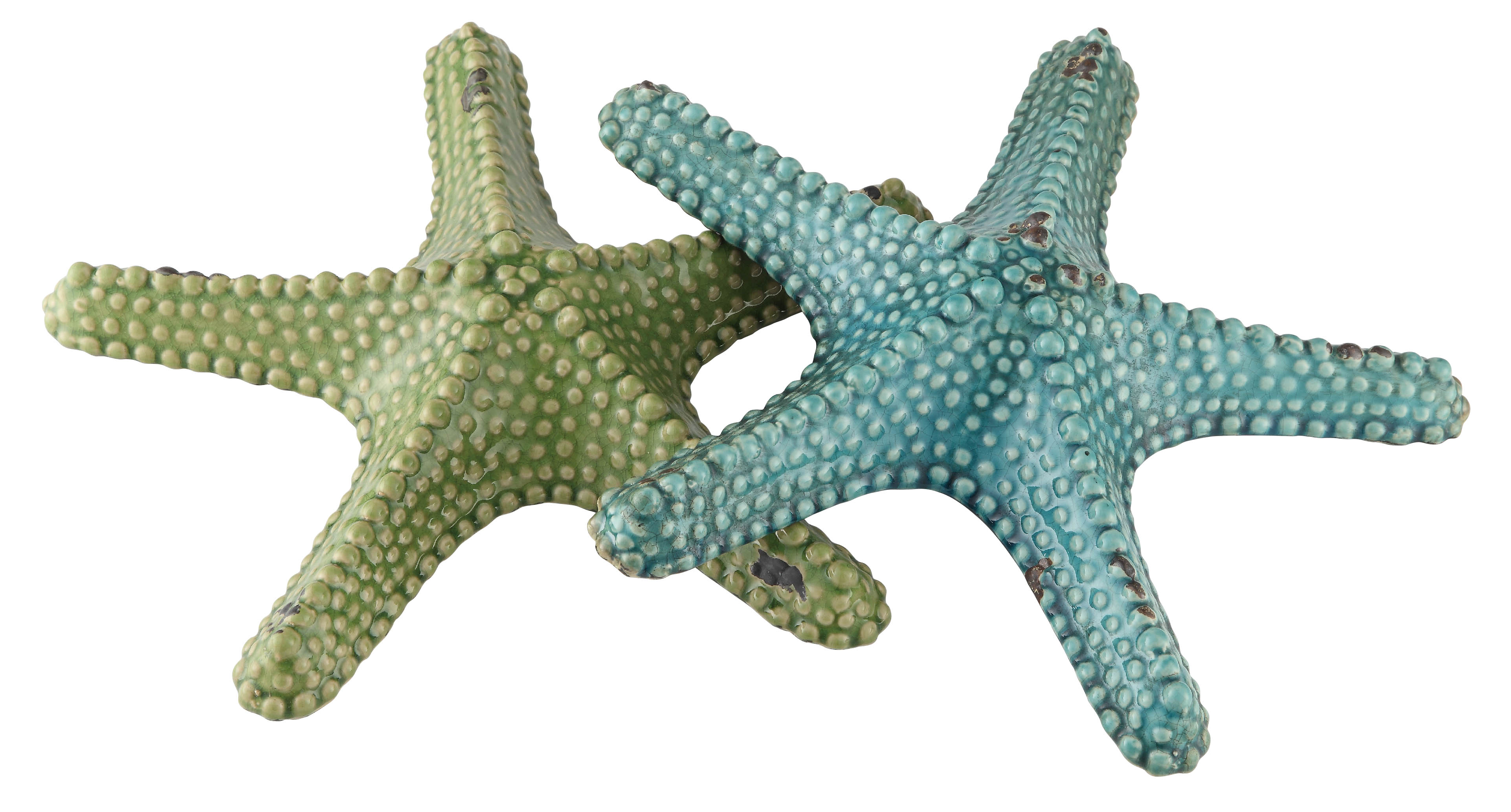 Starfish statues in blue and green from Crestview Collection