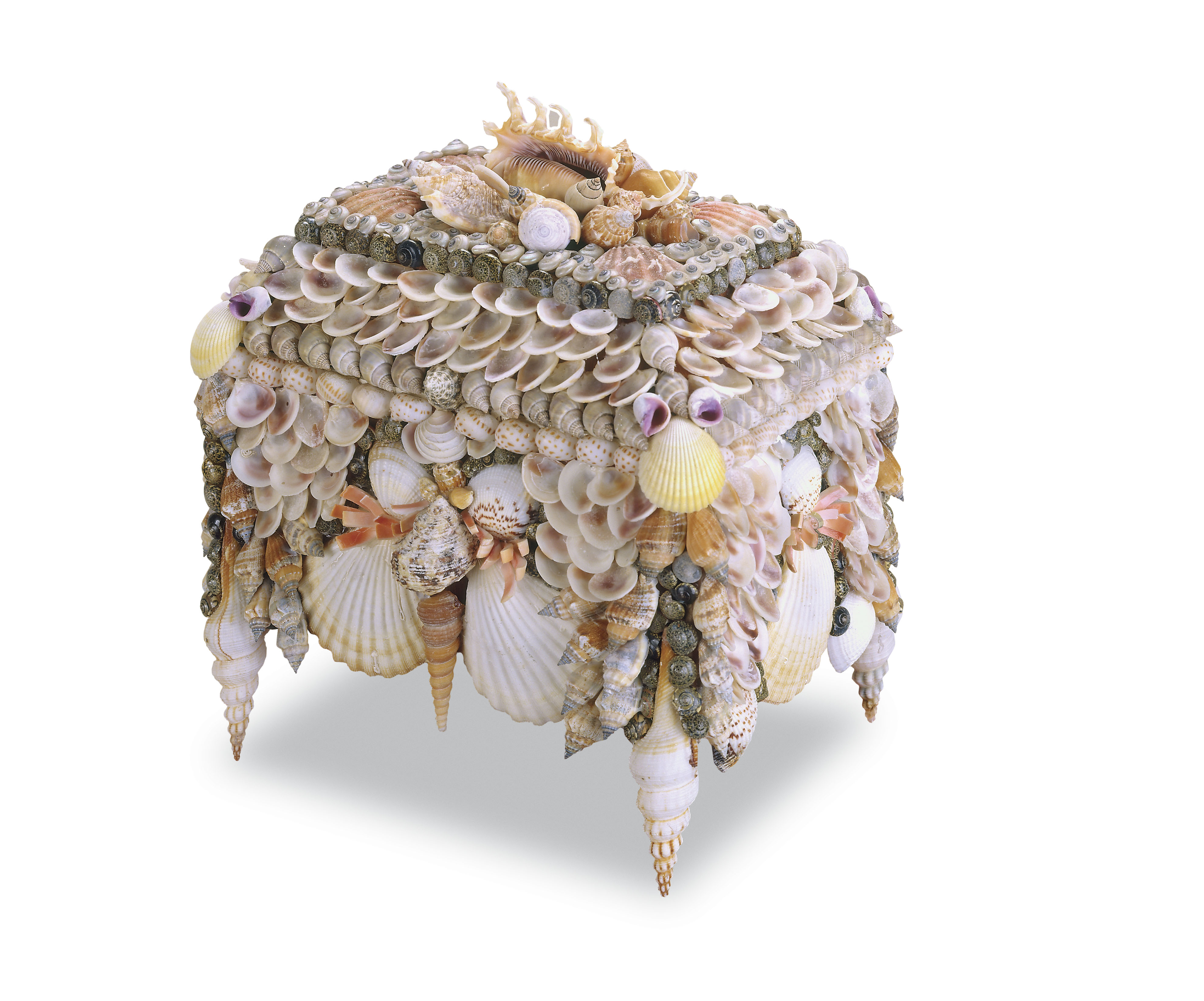 Boardwalk jewelry box covered in shells from Currey & Co.
