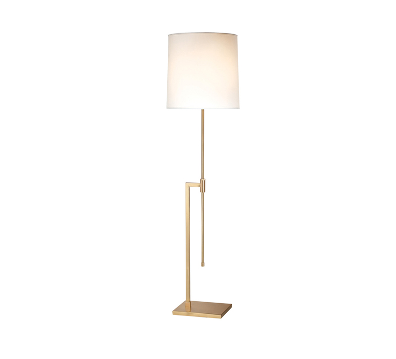 Palo floor lamp with a brass base and a linen drum shade from Sonneman — A Way of Light