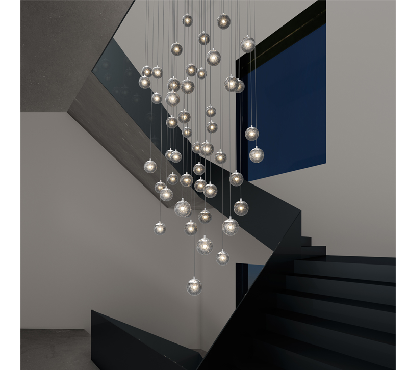 Champagne Bubbles ceiling fixture with descending bubbles from Sonneman — A Way of Light
