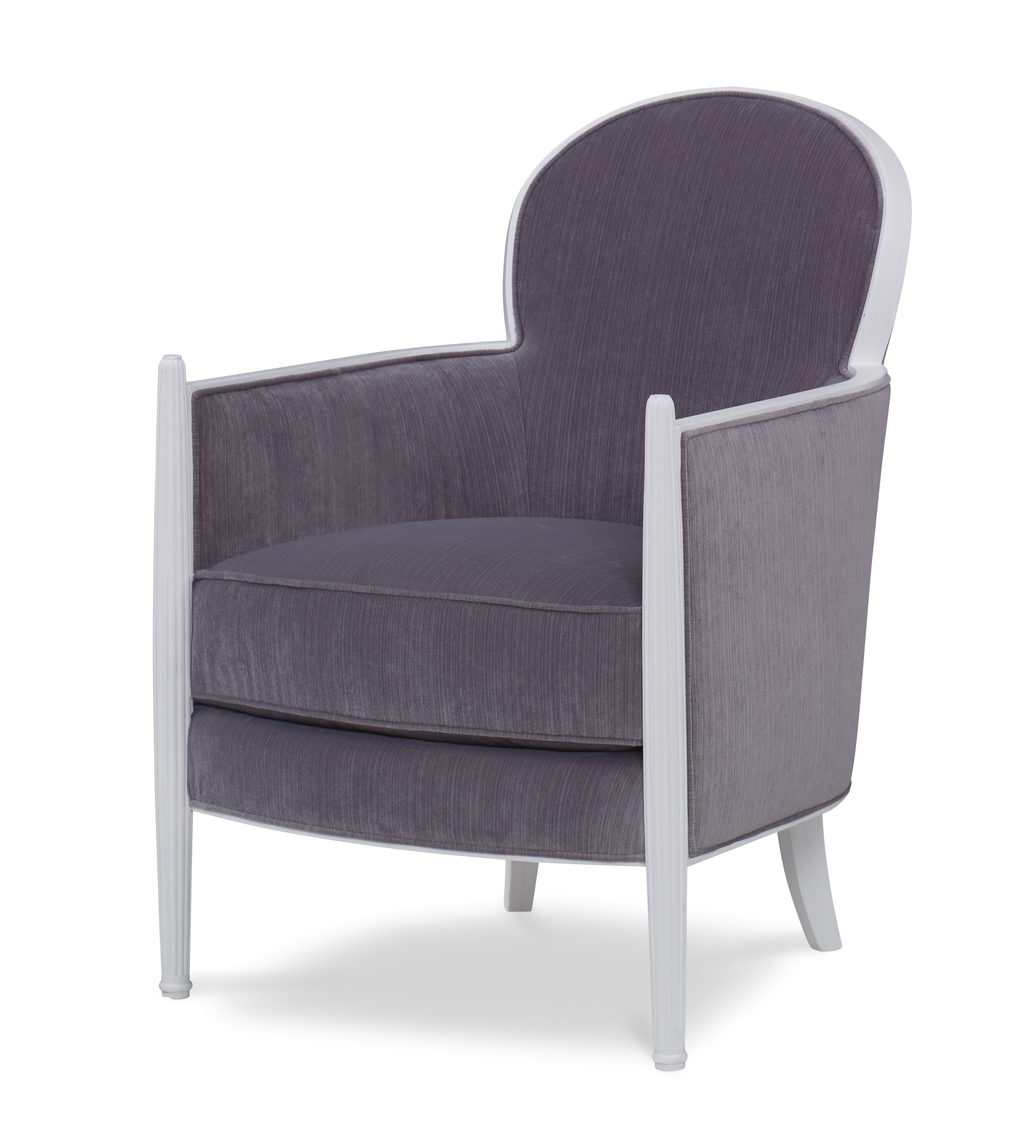 Solstice chair in lavender and white designed by Windsor Smith for Century Furniture