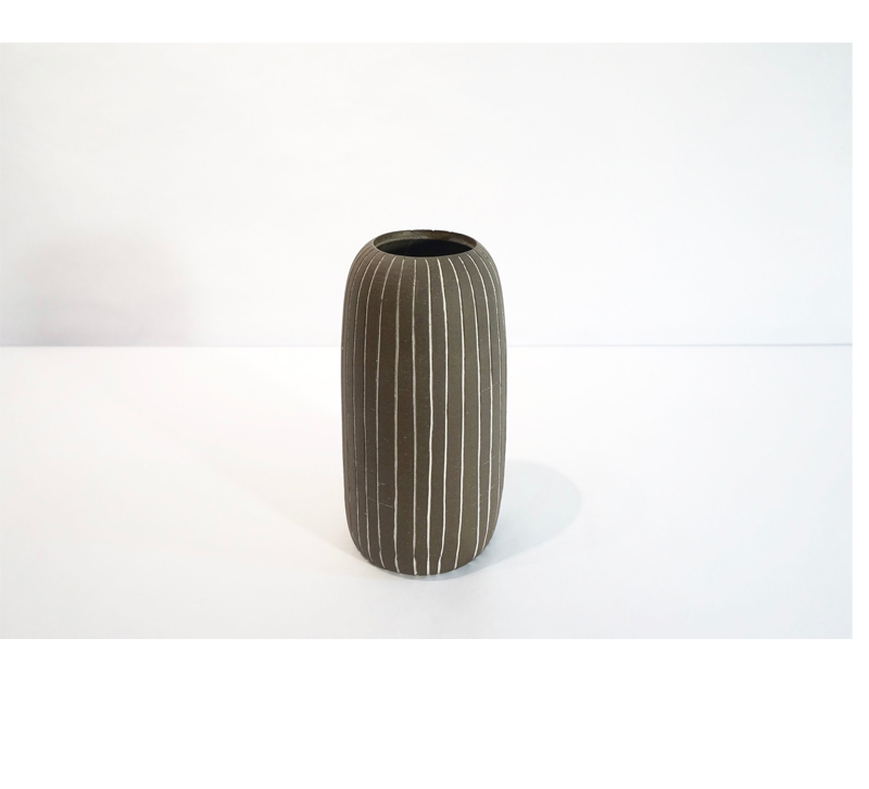 Dark Pen stripe vase made of ceramic from Workday Handmade