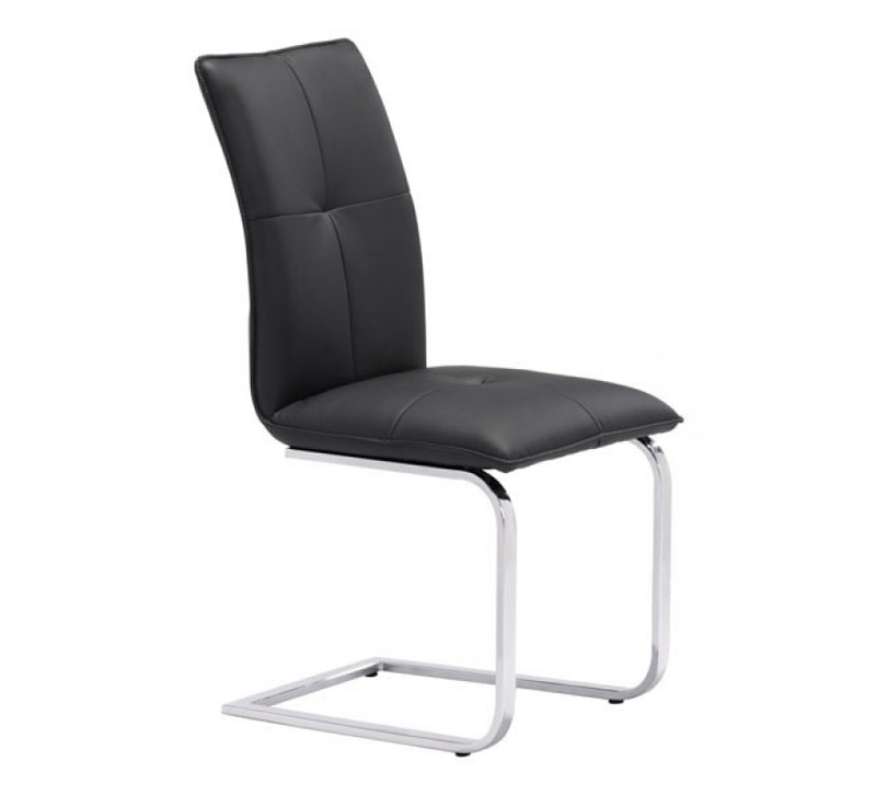 Anjou dining chair with a black seat and back and chrome legs from Zuo Modern