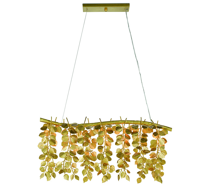 Currey Golden eucalyptus rectangular chandelier