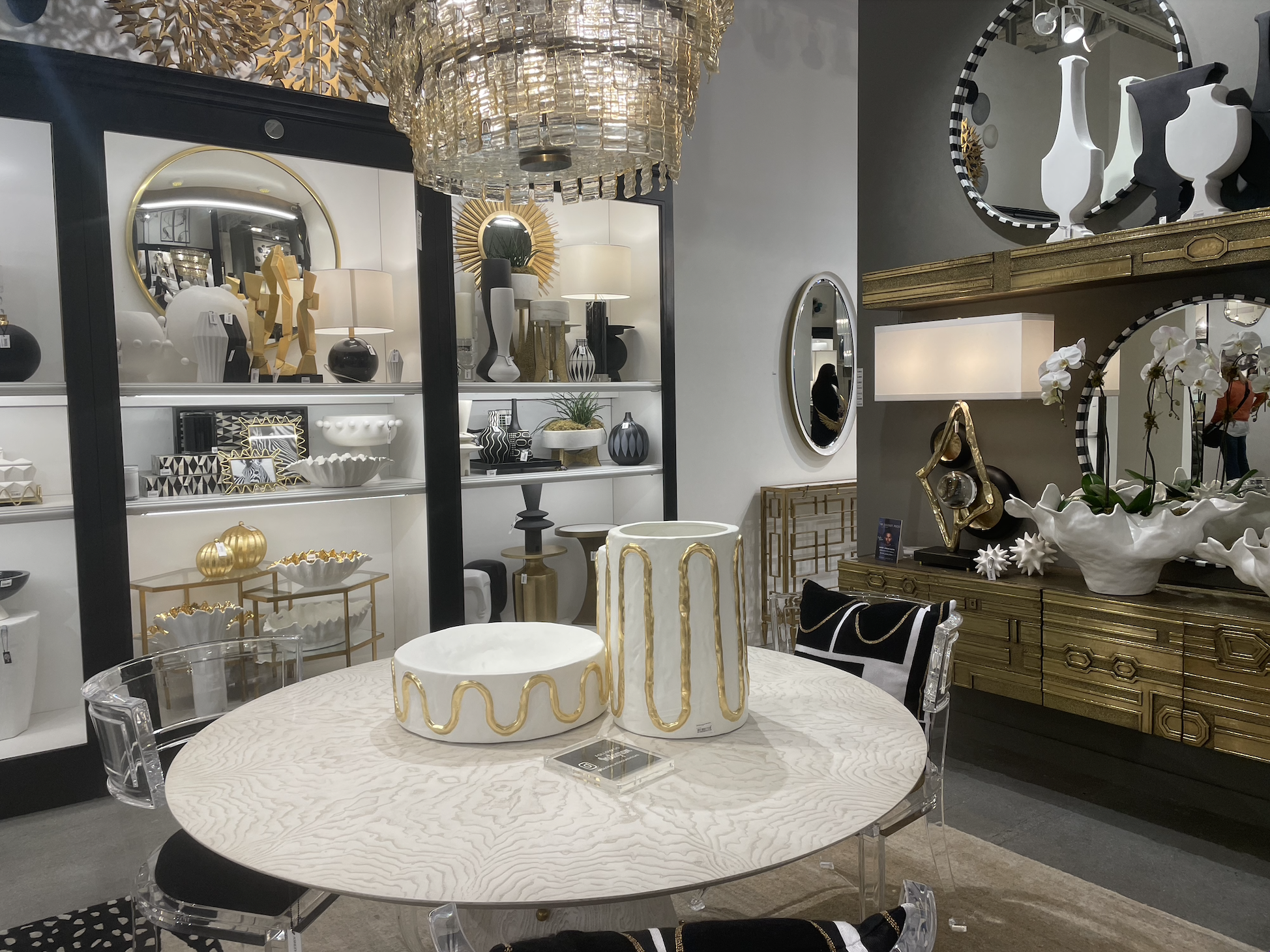 Decadent golds and warm yellows were in high demand this market, as shown here in the Global Views showroom. 