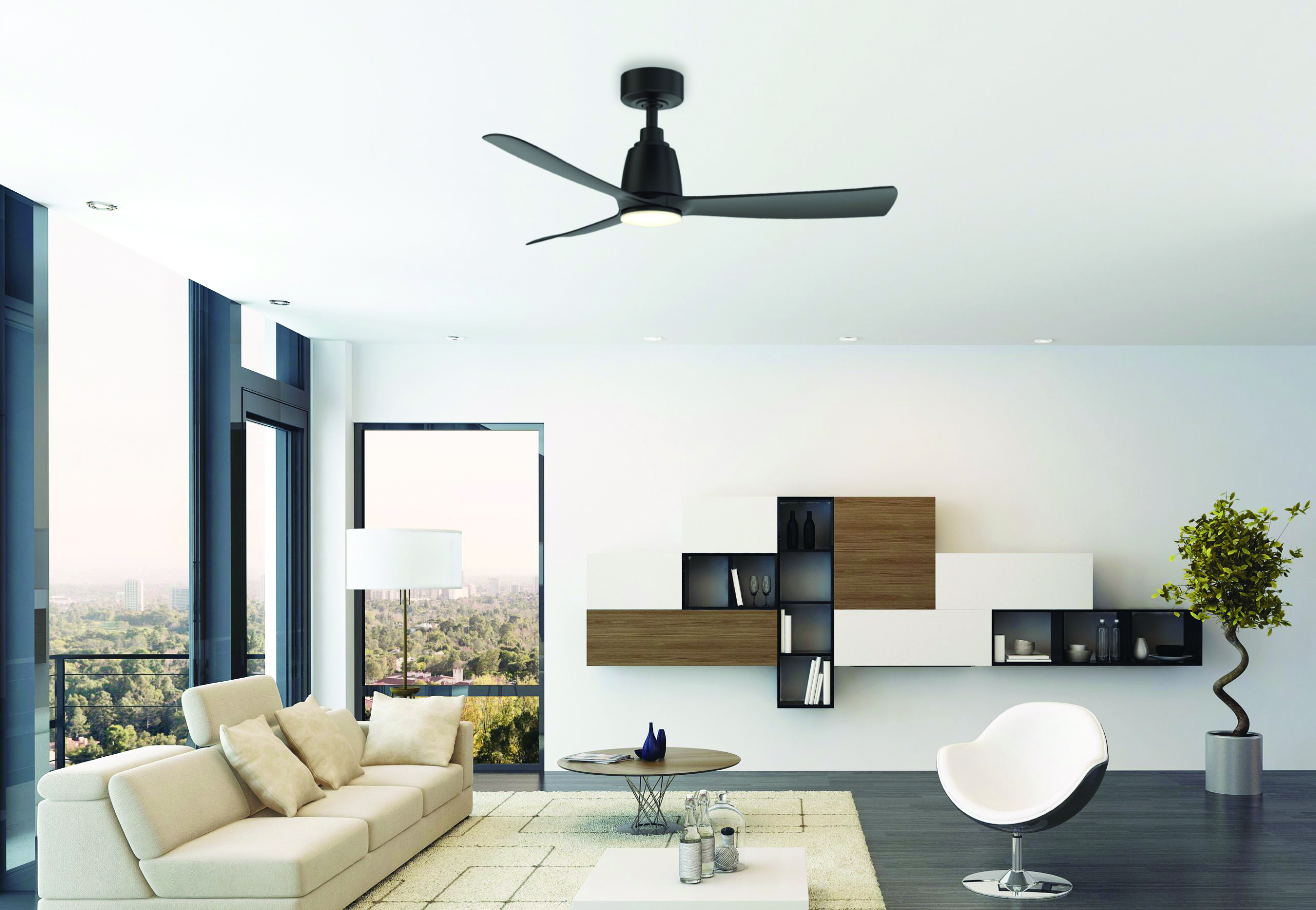 Fanimation’s Kute fan features a DC motor, a more energy-efficent choice that is now commonplace across the industry. 