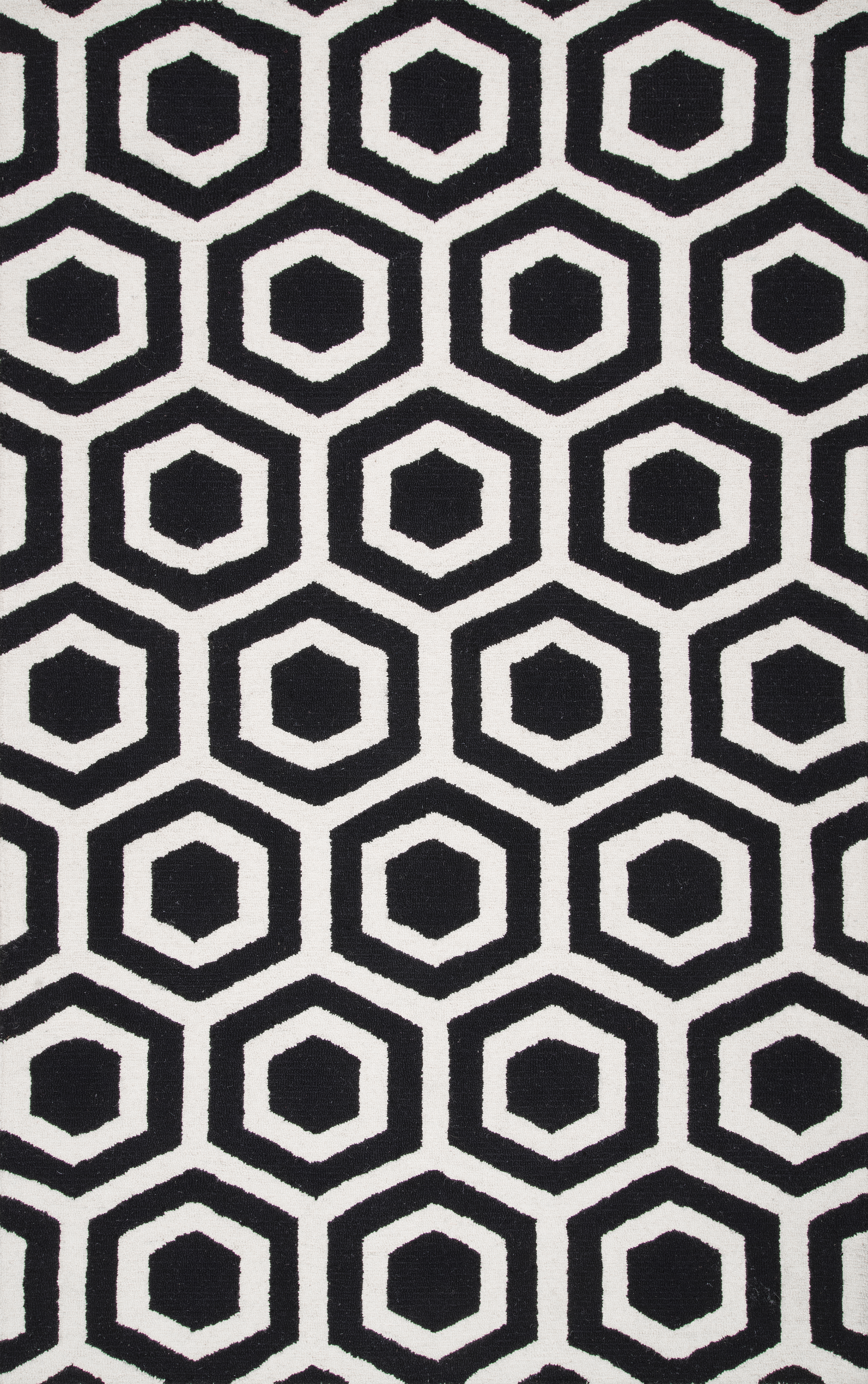 black and white patterned rug