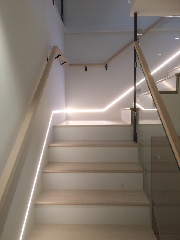 stairwell lights recessed staircase 